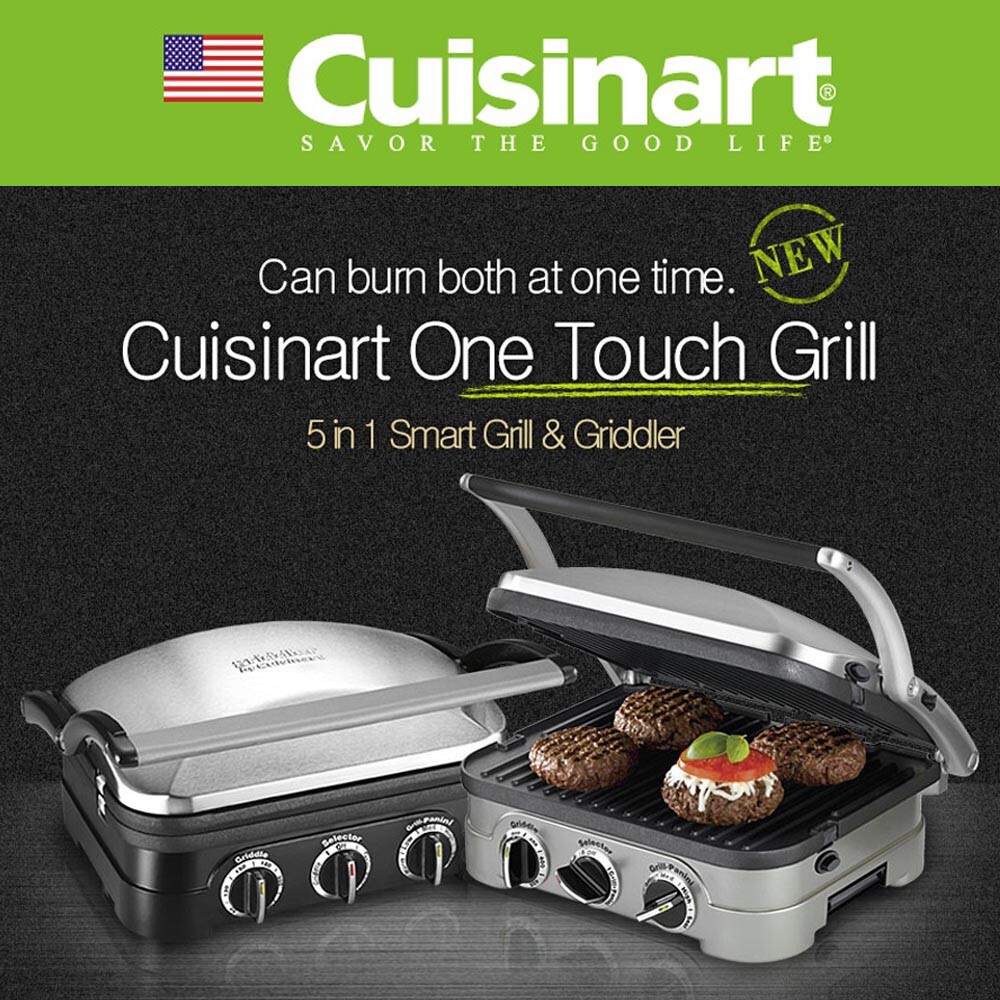 Cuisinart GR-4NKR Electric Grill Meat Griddler Removable Plates Integrated
