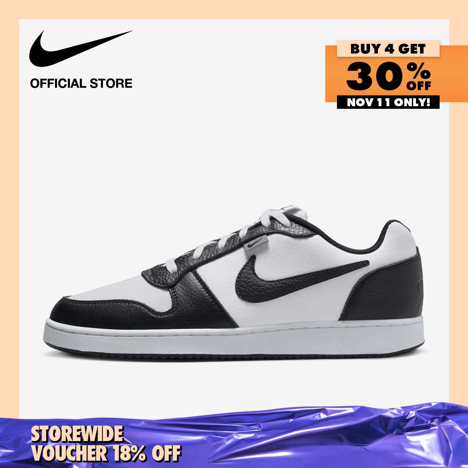 Nike Men's Ebernon Low Premium Shoes - White