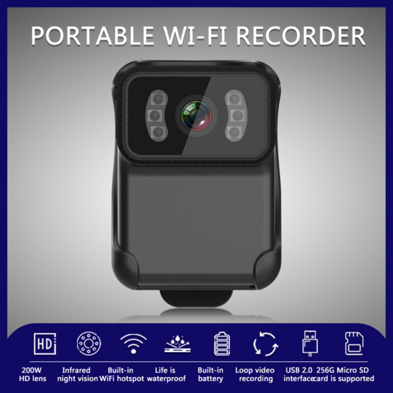 Mini Wearable Body Camera HD 1080P Police Law Enforcement Recorder with Night Vision Function Build-in Mic 900mAh 3Hours Recording Time Support 256GB Memory Card Insert
