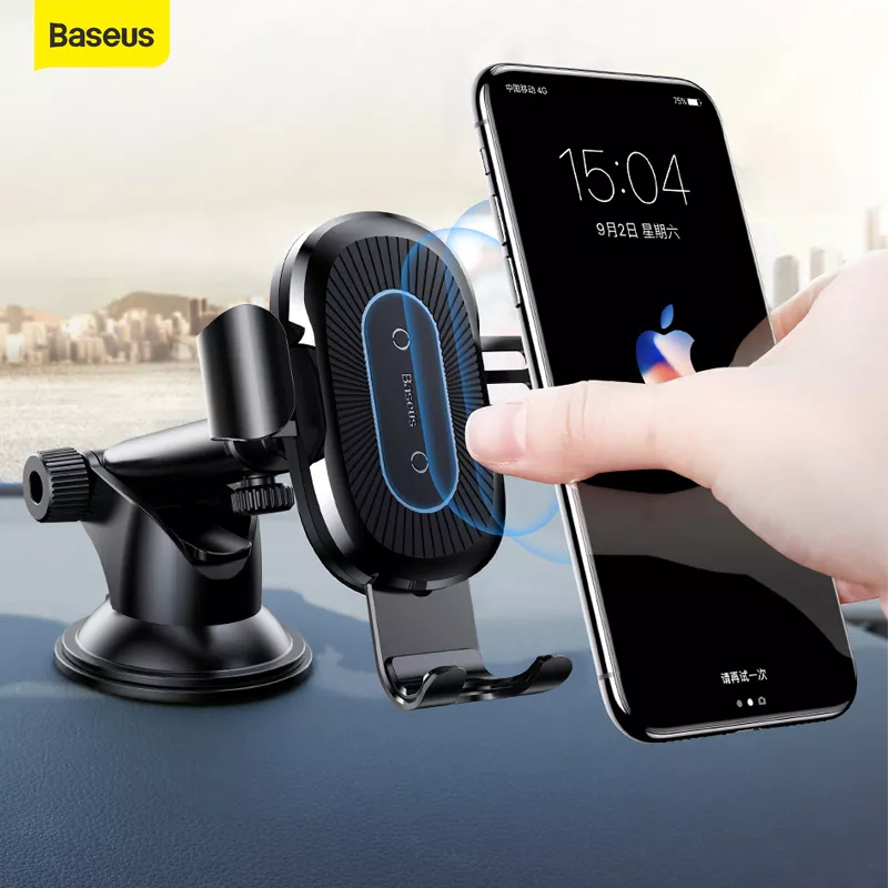 Baseus 2in1 Qi Wireless Car Charger Holder for iPhone 13 PRO MAX 12 11 X / iPhone 8 / Samsung S9