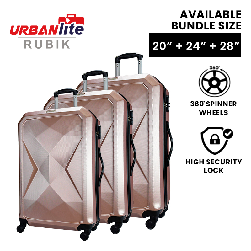 [SG Ready Stock] URBANLite RUBIK 3 In 1 BUNDLE SET ABS Hard Case 4-Wheel Spinner Luggage ULH9919  by Universal Traveller