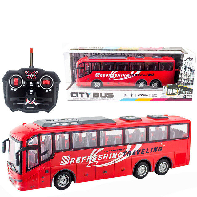 Car Toys 4ch Electric Wireless Remote Control Bus With Light Simulation School Bus Tour Bus Model Toy
