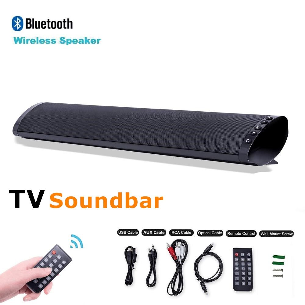 TV Sound Bar Speaker with Wired Digital Optical Audio RCA AUX USB TF Card Input with Remote Bass Stereo Surround Voice