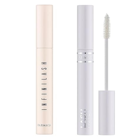 Farmasi Eye Makeup SET Infinilash Mascara & Primer Mascara - Ultra-Black Mascara, Smudge-Resistant, Long-Lasting, Volume Mascara, Dual-Helix Brush, Farmasi Makeup, Lash Primer, Full Lash Effect